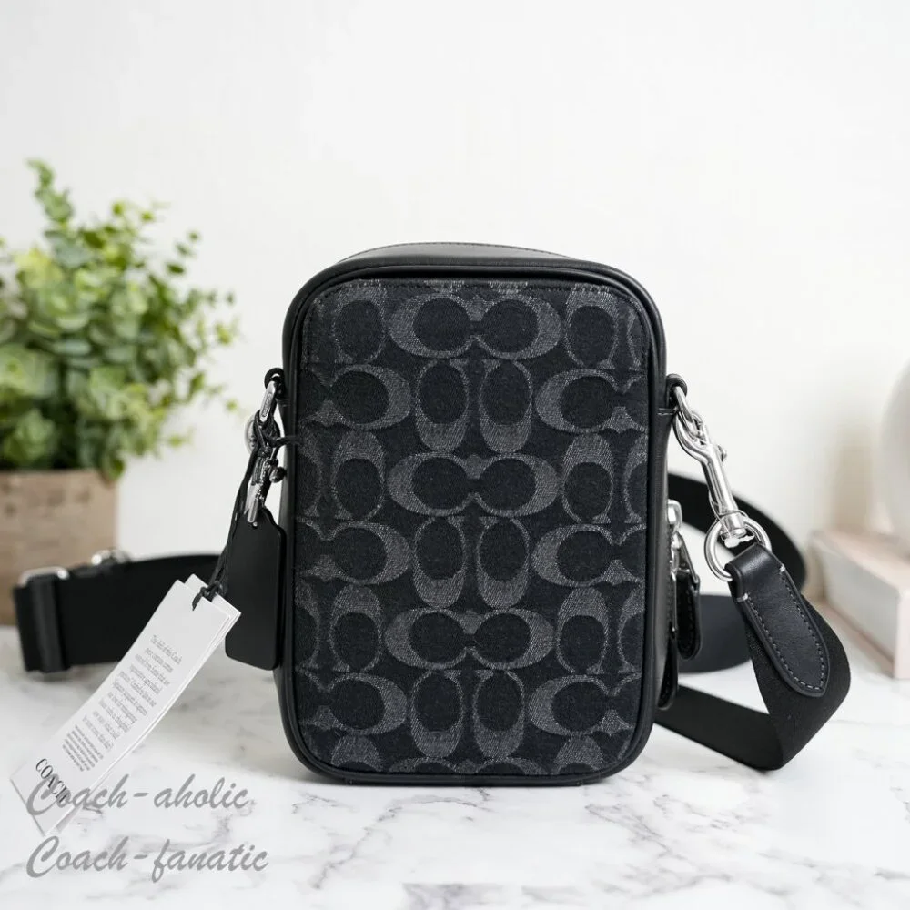 Coach CAJ44 Stanton Crossbody In Signature Denim Silver /Black